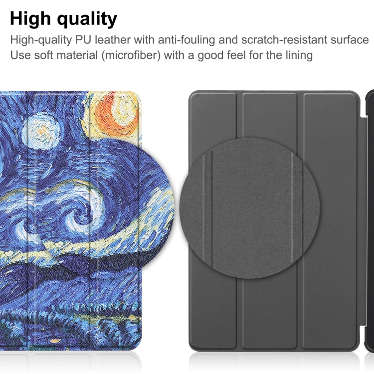 For Huawei Matepad SE 10.4 Custer Painted 3-Fold Holder Leather Tablet Case(Starry Sky) - Huawei by PMC TechLife | Online Shopping South Africa | PMC TechLife | Buy Now Pay Later Mobicred