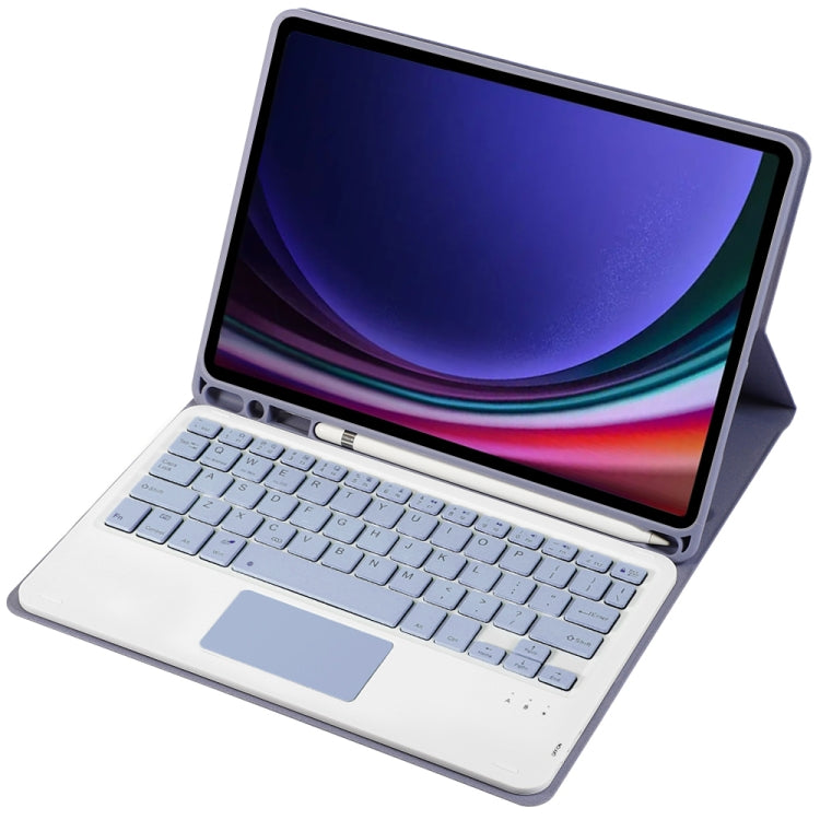 For Samsung Galaxy Tab S9 FE / 10 FE A710B-A Candy Color TPU Touch Bluetooth Keyboard Leather Tablet Case with Pen Holder(Purple) - Samsung Keyboard by PMC TechLife | Online Shopping South Africa | PMC TechLife | Buy Now Pay Later Mobicred