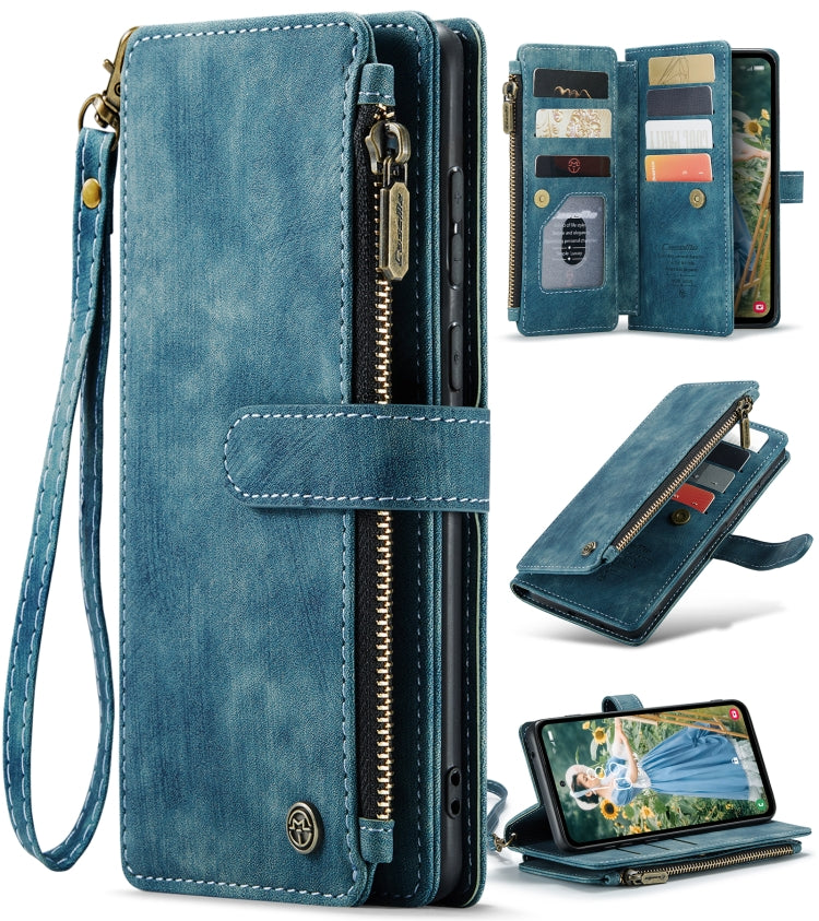 For Samsung Galaxy S23 FE CaseMe C30 Card Slots Zipper Wallet Leather Phone Case(Blue) - free shipping - PMC Jewellery - Order now!