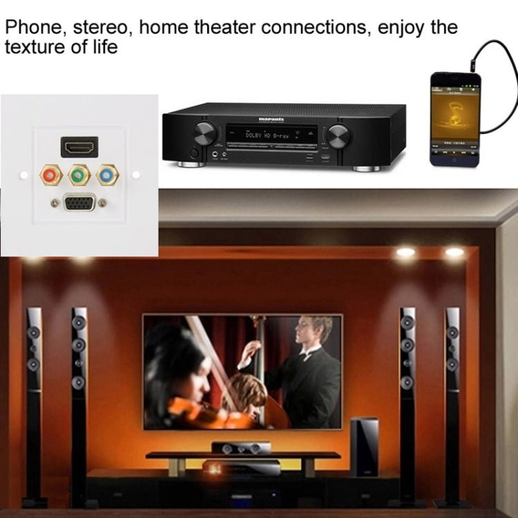 HDMI Female Plug + 3 RCA Female Plugs + VGA Female Plug Wall Plate Panel - by PMC TechLife | Online Shopping South Africa | PMC TechLife | Buy Now Pay Later Mobicred
