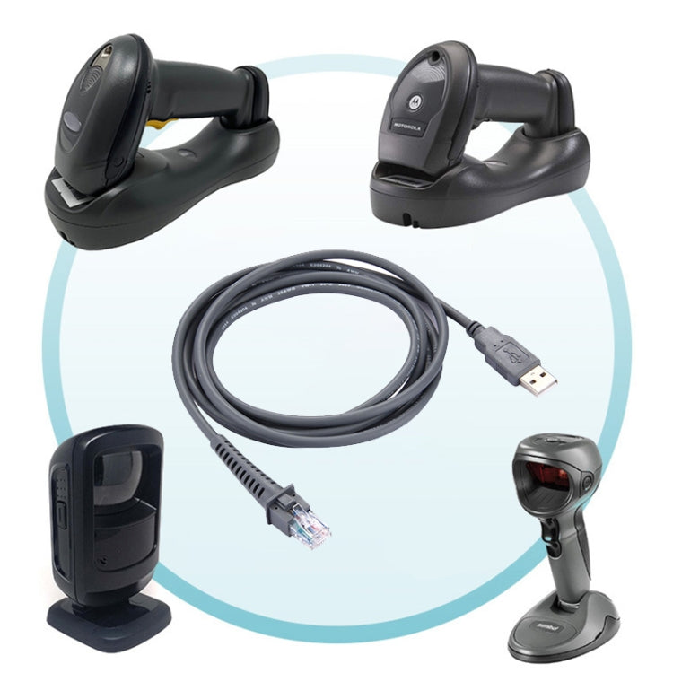 2m USB A Male to RJ45 Scanner Serial Data Cable for Symbol LS2208 / 2208AP / LS4278(Grey) - Accessories by PMC TechLife | Online Shopping South Africa | PMC TechLife
