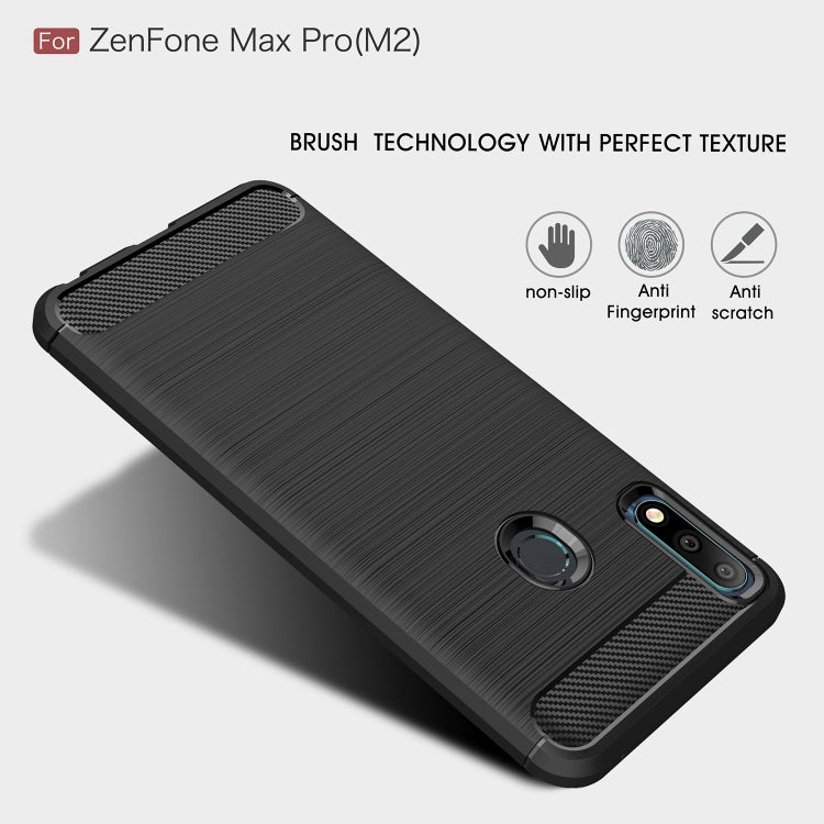 Brushed Texture Carbon Fiber Shockproof TPU Case for ASUS Zenfone Max Pro(M2) (Navy Blue) - ASUS Cases by PMC Jewellery | Online Shopping South Africa | PMC Jewellery | Buy Now Pay Later Mobicred