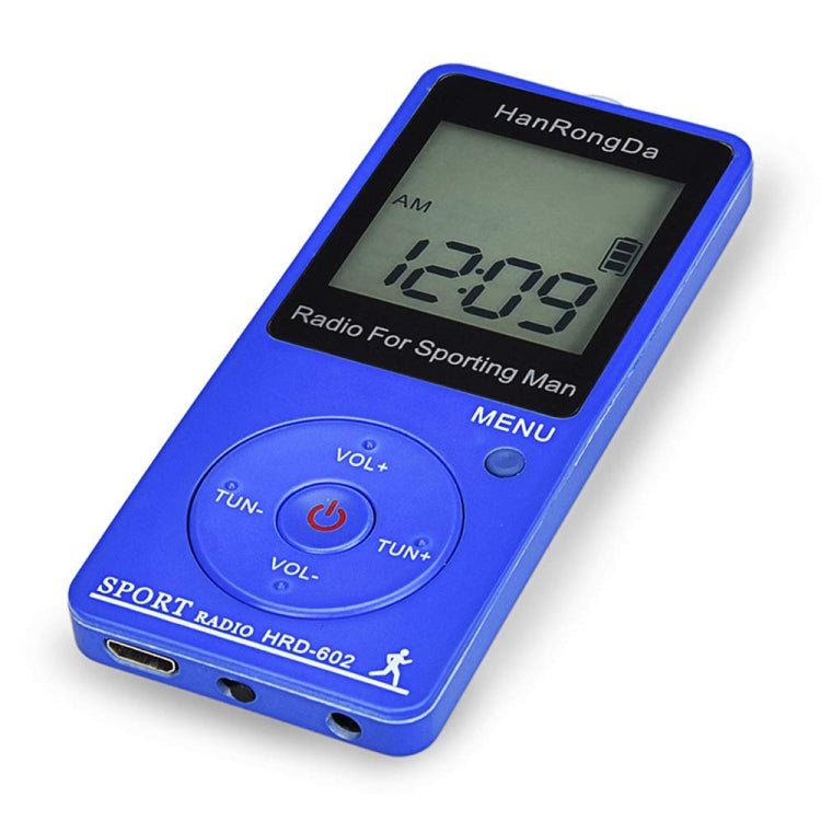 HRD-602 Digital Display FM AM Mini Sports Radio with Step Counting Function (Blue) - Radio Player by PMC Jewellery | Online Shopping South Africa | PMC Jewellery | Buy Now Pay Later Mobicred