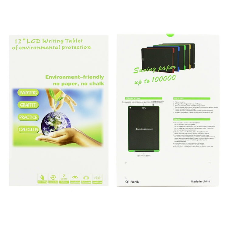 Portable 12 inch LCD Writing Tablet Drawing Graffiti Electronic Handwriting Pad Message Graphics Board Draft Paper with Writing Pen(Green) -  by PMc TechLife | Online Shopping South Africa | PMc TechLife | Buy Now Pay Later Mobicred