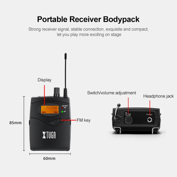 XTUGA IEM1200 Wireless Transmitter 5 Bodypack Stage Singer In-Ear Monitor System(US Plug) - Microphone by XTUGA | Online Shopping South Africa | PMC Jewellery | Buy Now Pay Later Mobicred