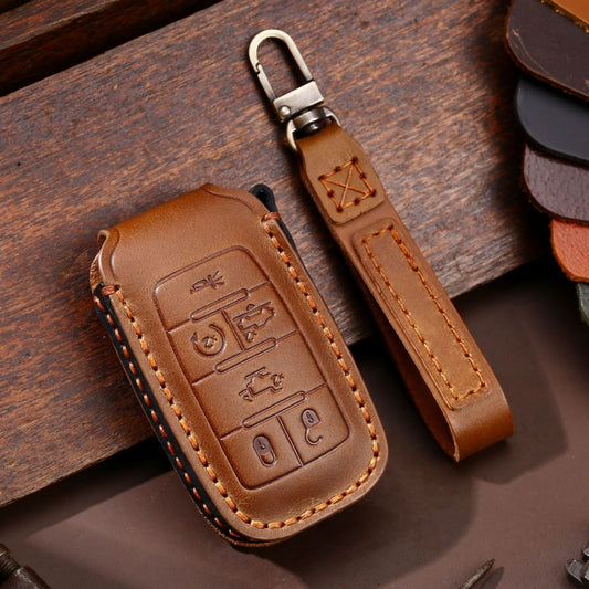 For Dodge Ram 6-button C163 Car Key Leather Protective Case (Brown) - Car Key Cases by PMC Jewellery | Online Shopping South Africa | PMC Jewellery | Buy Now Pay Later Mobicred