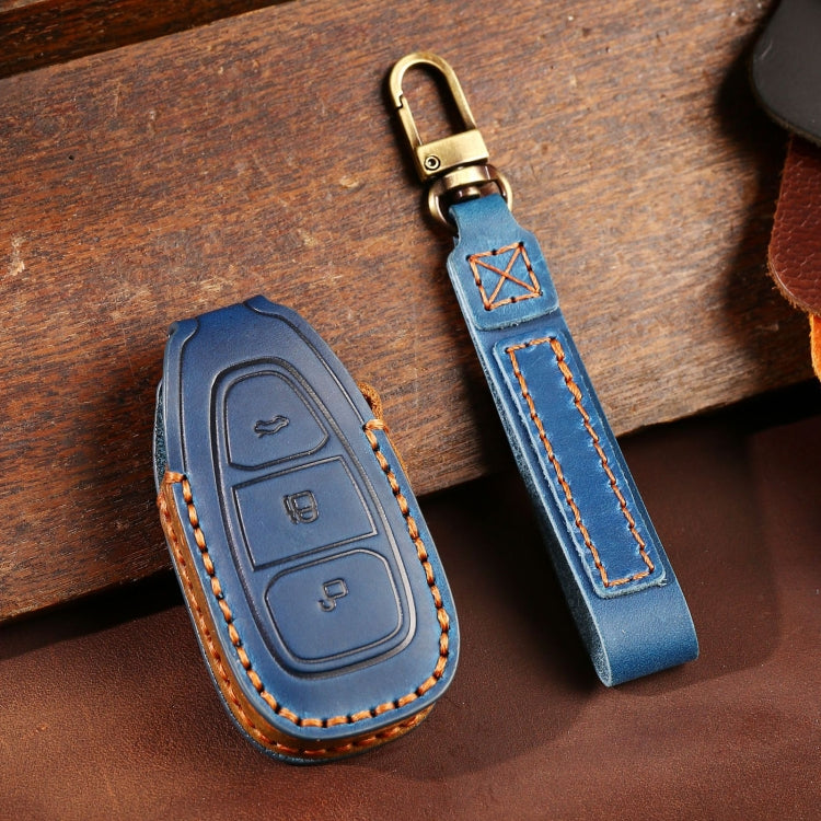 For Ford Focus/Mondeo/Maverick/Explorer/Escort/Edge 2017-2018 C231 Car Key Leather Protective Case (Blue) - Car Key Cases by PMC Jewellery | Online Shopping South Africa | PMC Jewellery | Buy Now Pay Later Mobicred