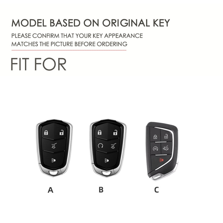 For Cadillac / CT5 / CT6 / XT6 4-button C086 Car Key Leather Protective Case (Black) - Car Key Cases by PMC TechLife | Online Shopping South Africa | PMC TechLife | Buy Now Pay Later Mobicred