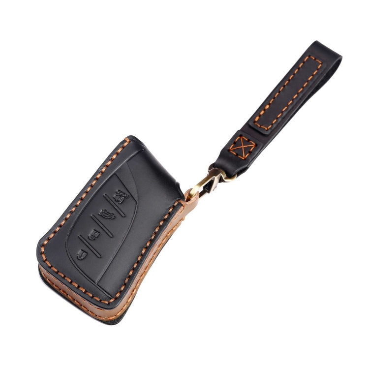 For Lexus 4-button Hallmo Car Cowhide Leather Key Protective Cover Key Case(Brown) - Car Key Cases by Hallmo | Online Shopping South Africa | PMC Jewellery | Buy Now Pay Later Mobicred