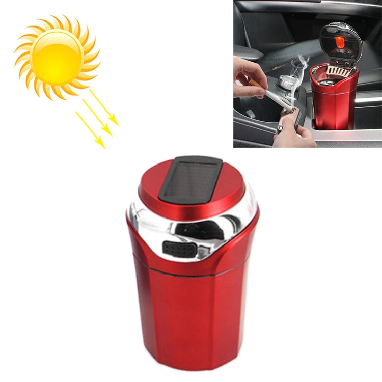 N12E Car Creative Ashtray Solar Power With Light And Cover With Cigarette Liighter (Red) - Ashtrays by PMC Jewellery | Online Shopping South Africa | PMC Jewellery | Buy Now Pay Later Mobicred