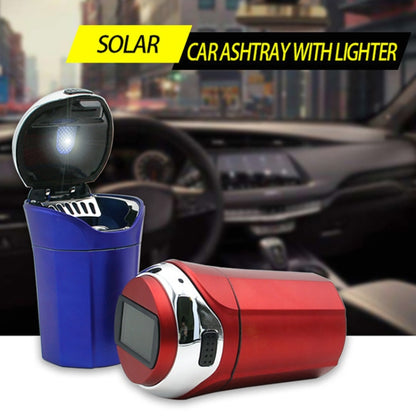 N12E Car Creative Ashtray Solar Power With Light And Cover With Cigarette Liighter (Red) - Ashtrays by PMC Jewellery | Online Shopping South Africa | PMC Jewellery | Buy Now Pay Later Mobicred