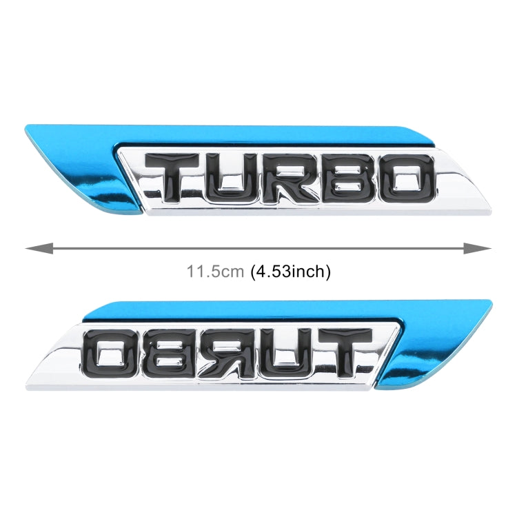 1 Pair Car Turbo Personalized Aluminum Alloy Decorative Stickers, Size: 11.5 x 2.5 x 0.5cm (Blue) - 3D Metal Sticker by PMC Jewellery | Online Shopping South Africa | PMC Jewellery | Buy Now Pay Later Mobicred