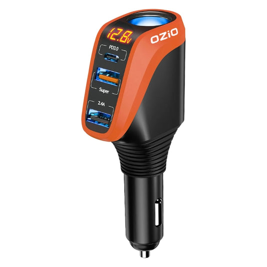 Ozio DY48TC 188W Type-C + USB Dual Port Multi-function Car Charger with Cigarette Lighter (Orange) - Car Charger by ozio | Online Shopping South Africa | PMC Jewellery | Buy Now Pay Later Mobicred
