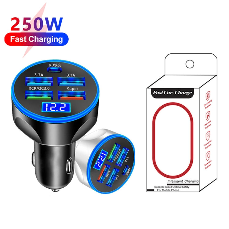 WGS-G37 5 in 1 Digital Display Super Fast Charging Car Charger with Voltmeter (Black) - Car Charger by PMC TechLife | Online Shopping South Africa | PMC TechLife | Buy Now Pay Later Mobicred