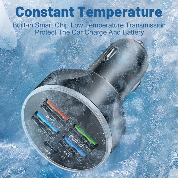 WGS-G37 5 in 1 Digital Display Super Fast Charging Car Charger with Voltmeter (Black) - Car Charger by PMC TechLife | Online Shopping South Africa | PMC TechLife | Buy Now Pay Later Mobicred