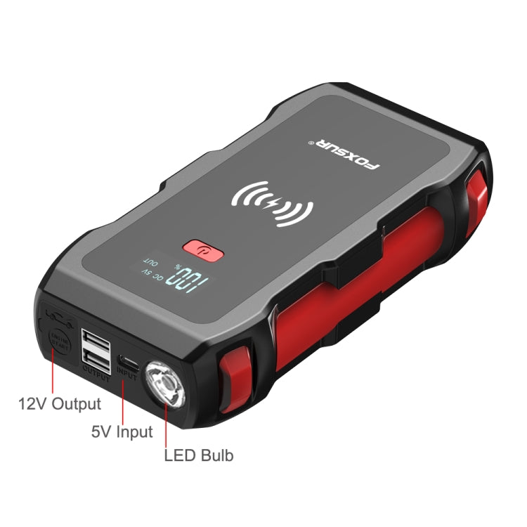 FOXSUR FJS-700 12V Car Multifunctional Wireless Charging Emergency Start Power Supply (Red) - Power Bank by FOXSUR | Online Shopping South Africa | PMC Jewellery