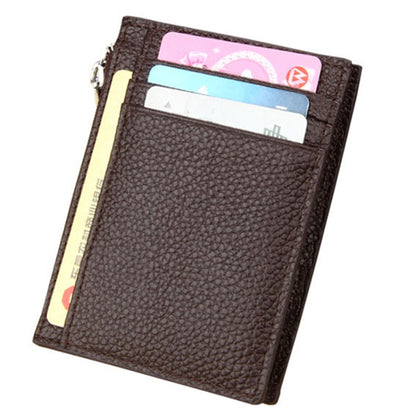 Cowhide Leather Solid Color Zipper Card Holder Wallet RFID Blocking Card Bag Protect Case Coin Purse, Size: 11*8*1.5cm(Coffee) - Antimagnetic RFID Package by PMC Jewellery | Online Shopping South Africa | PMC Jewellery | Buy Now Pay Later Mobicred