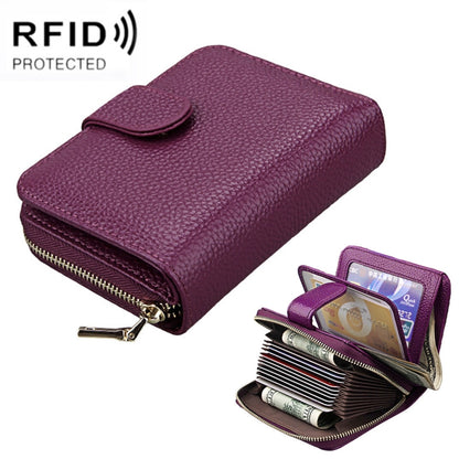 KB132 Female Style Full Grain Cow Leather Multifunctional RFID Wallet/ Card Bag/ Driving License Package(Purple) - Wallets by PMC Jewellery | Online Shopping South Africa | PMC Jewellery | Buy Now Pay Later Mobicred