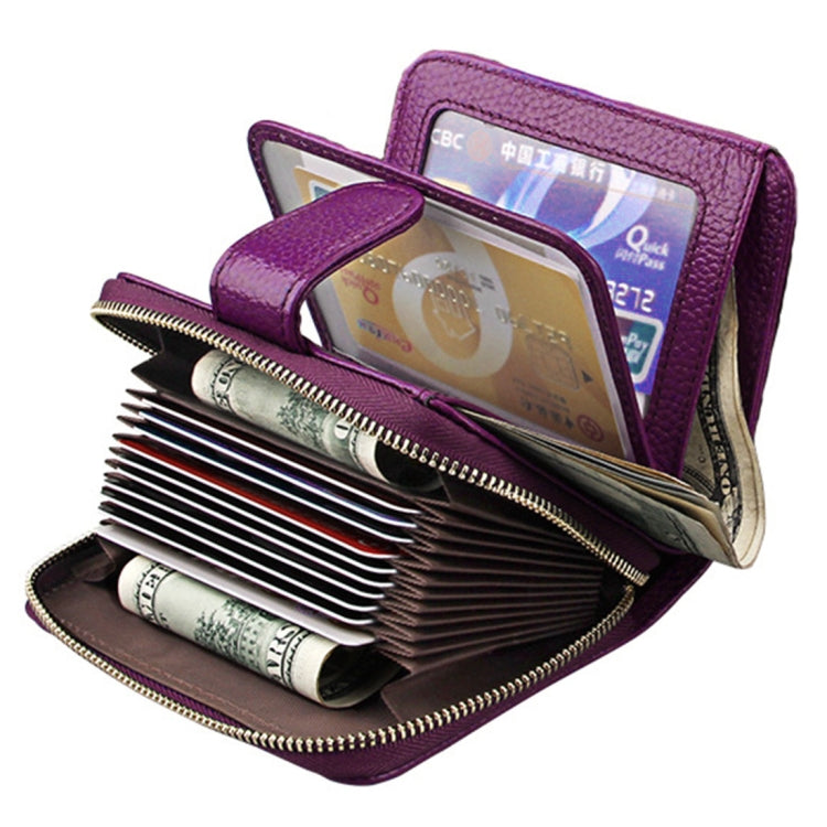 KB132 Female Style Full Grain Cow Leather Multifunctional RFID Wallet/ Card Bag/ Driving License Package(Purple) - Wallets by PMC Jewellery | Online Shopping South Africa | PMC Jewellery | Buy Now Pay Later Mobicred