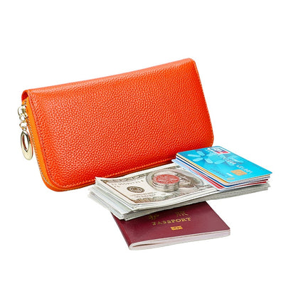 906 Antimagnetic RFID Litchi Texture Women Large Capacity Hand Wallet Purse Phone Bag with Card Slots(Orange) - Antimagnetic RFID Package by PMC Jewellery | Online Shopping South Africa | PMC Jewellery | Buy Now Pay Later Mobicred