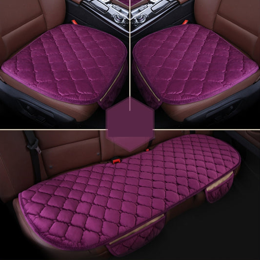 3 PCS / Set Luxurious Warm Car Seat Cover Cushion Universal Front Back Seat Covers Car Non-slip Chair Pad Warm Car Mats No Back Plush Cushion(Purple) - Seat Accessories by PMC Jewellery | Online Shopping South Africa | PMC Jewellery | Buy Now Pay Later Mobicred