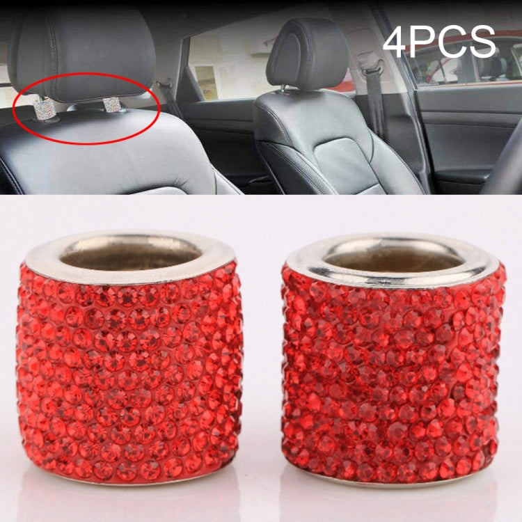 4 PCS Car Crystal Head Pillow Modified Decoration (Red) - Seat Accessories by PMC Jewellery | Online Shopping South Africa | PMC Jewellery | Buy Now Pay Later Mobicred