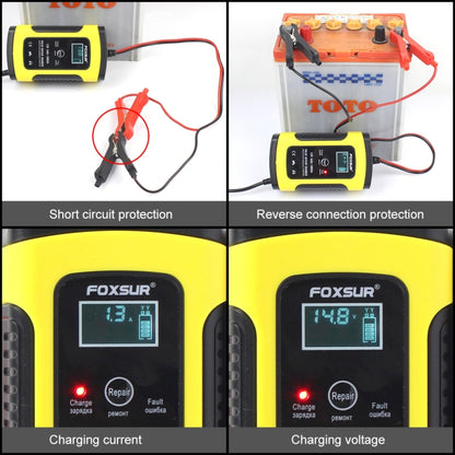 FOXSUR 12V 6A Intelligent Universal Battery Charger for Car Motorcycle, Length: 55cm, US Plug(Yellow) - Battery Charger by FOXSUR | Online Shopping South Africa | PMC Jewellery | Buy Now Pay Later Mobicred