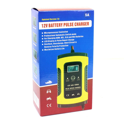 FOXSUR 12V 6A Intelligent Universal Battery Charger for Car Motorcycle, Length: 55cm, US Plug(Yellow) - Battery Charger by FOXSUR | Online Shopping South Africa | PMC Jewellery | Buy Now Pay Later Mobicred