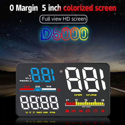 D5000 OBD2 5 inch Vehicle-mounted Head Up Display Security System, Support Car Speed / Engine Revolving Speed Display / Water Temperature / Battery Voltage / Detection and Elimination Fault Code - Head Up Display System by PMC Jewellery | Online Shopping South Africa | PMC Jewellery | Buy Now Pay Later Mobicred