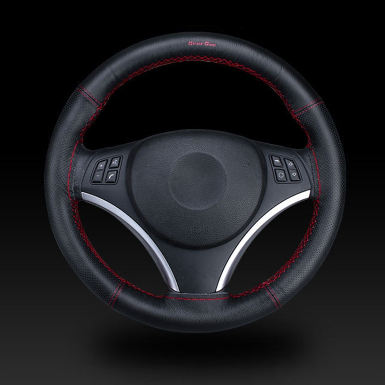 Car Universal Genuine Leather Hand-stitched Steering Wheel Cover(Dark Brown) - Steering Wheel Accessories by PMC TechLife | Online Shopping South Africa | PMC TechLife | Buy Now Pay Later Mobicred