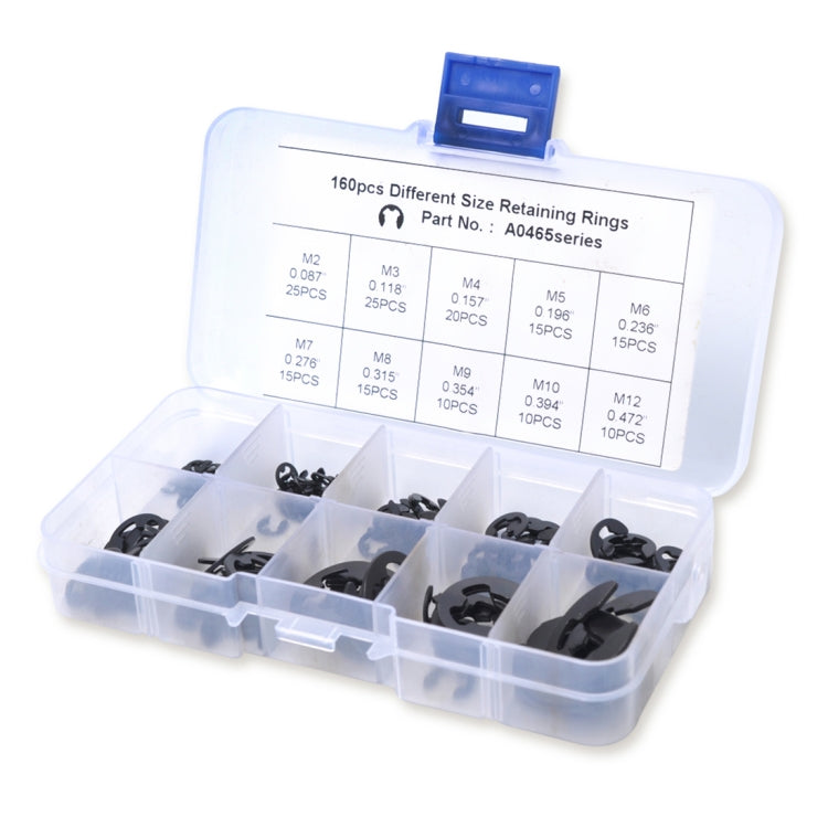 160 PCS Car E Shape Circlip Snap Ring Assortment Retaining Rings - Engine Fittings by PMC TechLife | Online Shopping South Africa | PMC TechLife | Buy Now Pay Later Mobicred