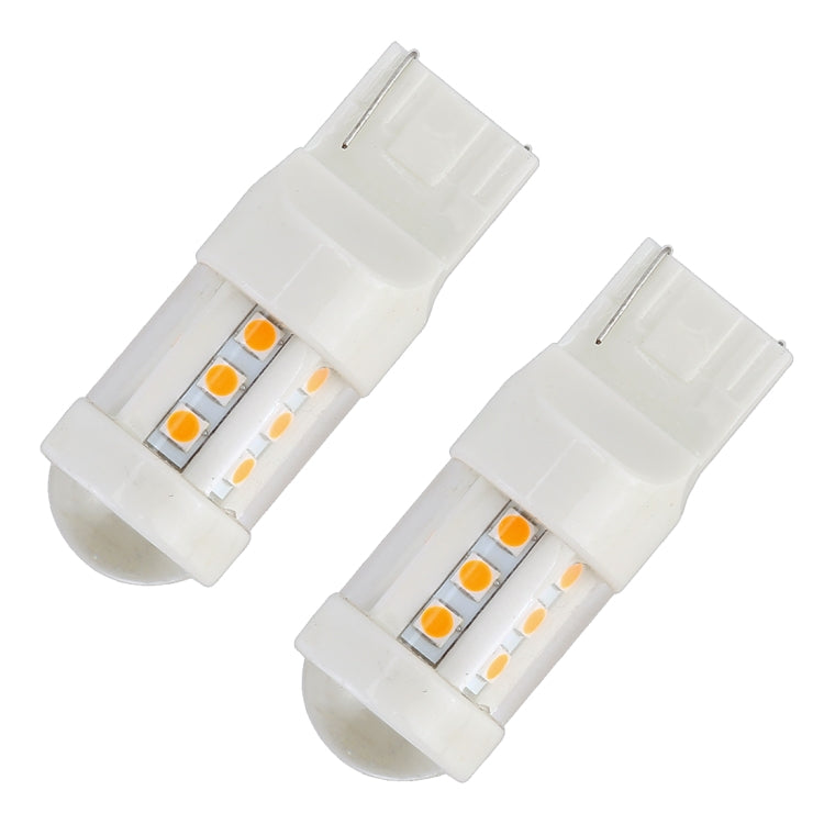 2 PCS T20 / 7440 4.5W DC 12V Car Auto Ceramics Turn Lights 18LEDs SMD-3030 Lamps, with Projector Lens (Orange Light) - Brake Lights by PMC Jewellery | Online Shopping South Africa | PMC Jewellery | Buy Now Pay Later Mobicred