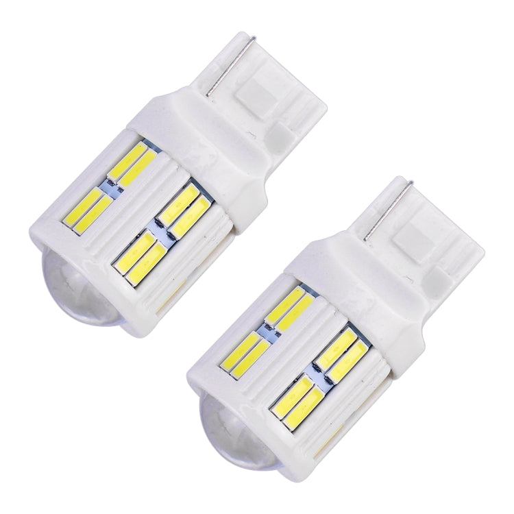 2 PCS T20 / 7440 3W DC 12V 6000K 200LM Car Auto Ceramics Turn Lights / Reversing Light 16LEDs SMD-7020 Lamps, with Projector Lens(White Light) - Brake Lights by PMC Jewellery | Online Shopping South Africa | PMC Jewellery | Buy Now Pay Later Mobicred