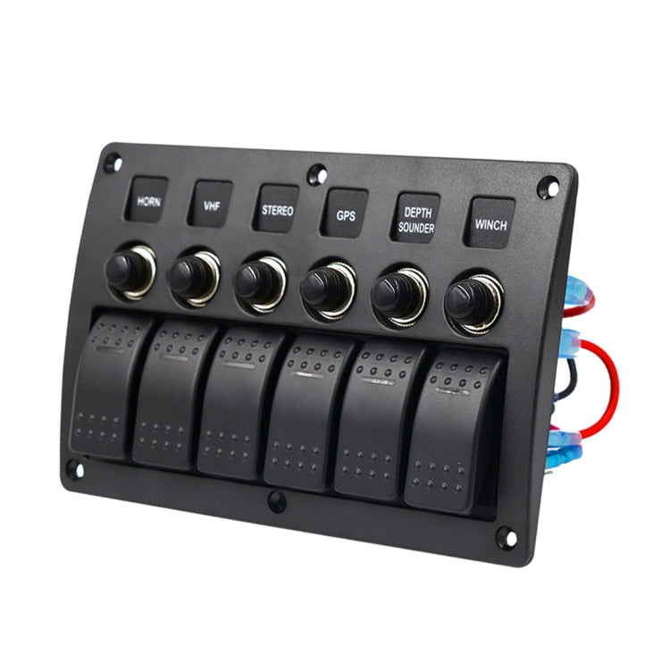 3Pin 6 Way Switches Combination Switch Panel with Light and Projector Lens for Car RV Marine Boat - Car Switches by PMC Jewellery | Online Shopping South Africa | PMC Jewellery