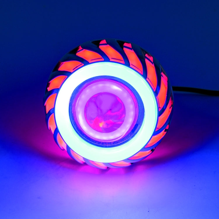 Motorcycle 30W DC 12V-85V LED Headlight Lens Built-in Whirlwind Double Aperture Angle Eyes + Devil Eye(Red Light) - Headlights by PMC Jewellery | Online Shopping South Africa | PMC Jewellery | Buy Now Pay Later Mobicred