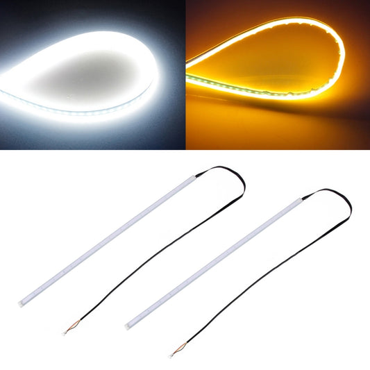 2 PCS 45cm DC12V 5W Ultra-thin Waterproof Car Auto Double Colors Turn Lights / Running Lights SMD-2835 LED Bulbs (Turn Lights: Yellow Light; Running Lights: White Light) - Running Lights by PMC Jewellery | Online Shopping South Africa | PMC Jewellery | Buy Now Pay Later Mobicred