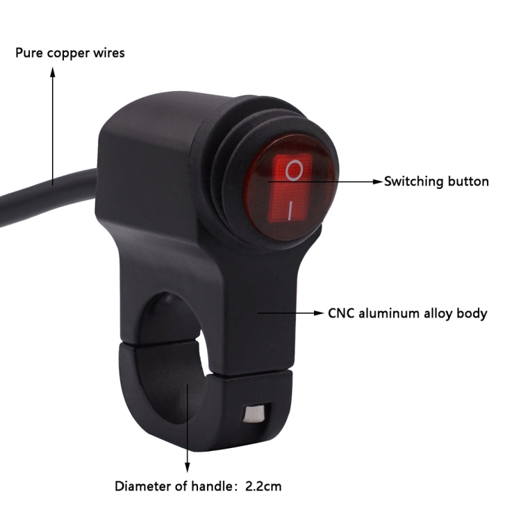 Motorcycle Headlight Auxiliary Light Waterproof Aluminum Alloy Single Flash Switches with Indicator Light - Electrical System by PMC TechLife | Online Shopping South Africa | PMC TechLife | Buy Now Pay Later Mobicred
