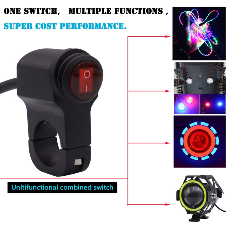 Motorcycle Headlight Auxiliary Light Waterproof Aluminum Alloy Single Flash Switches with Indicator Light - Electrical System by PMC TechLife | Online Shopping South Africa | PMC TechLife | Buy Now Pay Later Mobicred