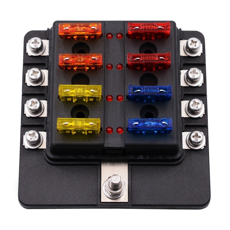 1 in 8 Out Fuse Box Screw Terminal Section Fuse Holder Kits with LED Warning Indicator for Auto Car Truck Boat - Fuse by PMC Jewellery | Online Shopping South Africa | PMC Jewellery