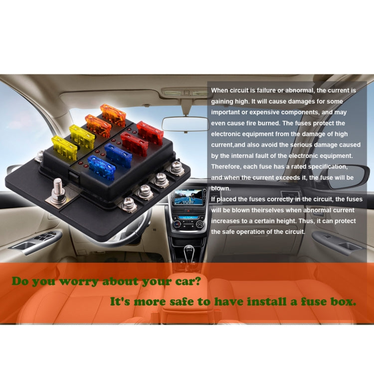 1 in 8 Out Fuse Box Screw Terminal Section Fuse Holder Kits with LED Warning Indicator for Auto Car Truck Boat - Fuse by PMC Jewellery | Online Shopping South Africa | PMC Jewellery