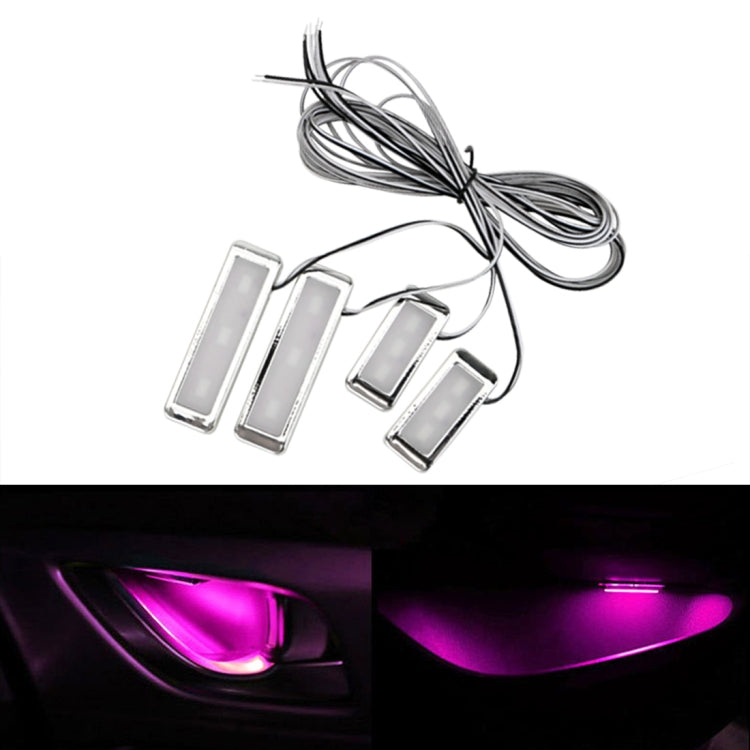 4 PCS Universal Car LED Inner Handle Light Atmosphere Lights Decorative Lamp DC12V / 0.5W Cable Length: 75cm (Pink Light) - Atmosphere lights by PMC Jewellery | Online Shopping South Africa | PMC Jewellery | Buy Now Pay Later Mobicred