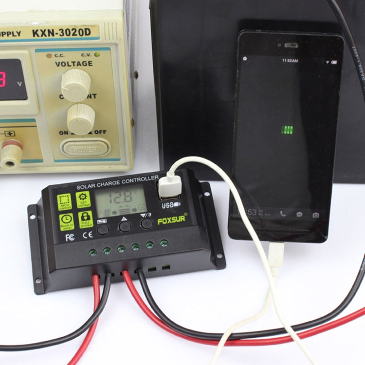 FOXSUR 20A Solar Charge Controller 12V / 24V Automatic Identification Controller - Others by PMC TechLife | Online Shopping South Africa | PMC TechLife | Buy Now Pay Later Mobicred