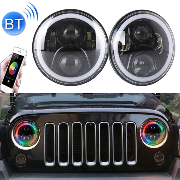 2 PCS 7 inch DC12V 6000K-6500K 50W Car LED Headlight Cree Lamp Beads for Jeep Wrangler / Harley, Support APP + Bluetooth Control(Black) - Work Lights by PMC Jewellery | Online Shopping South Africa | PMC Jewellery | Buy Now Pay Later Mobicred