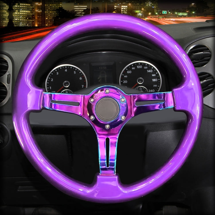 Car Colorful Modified Racing Sport Horn Button Steering Wheel, Diameter: 35cm(Purple) - Steering Wheel Accessories by PMC Jewellery | Online Shopping South Africa | PMC Jewellery | Buy Now Pay Later Mobicred