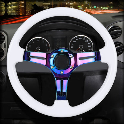 Car Colorful Modified Racing Sport Horn Button Steering Wheel, Diameter: 35cm(White) - Steering Wheel Accessories by PMC Jewellery | Online Shopping South Africa | PMC Jewellery | Buy Now Pay Later Mobicred