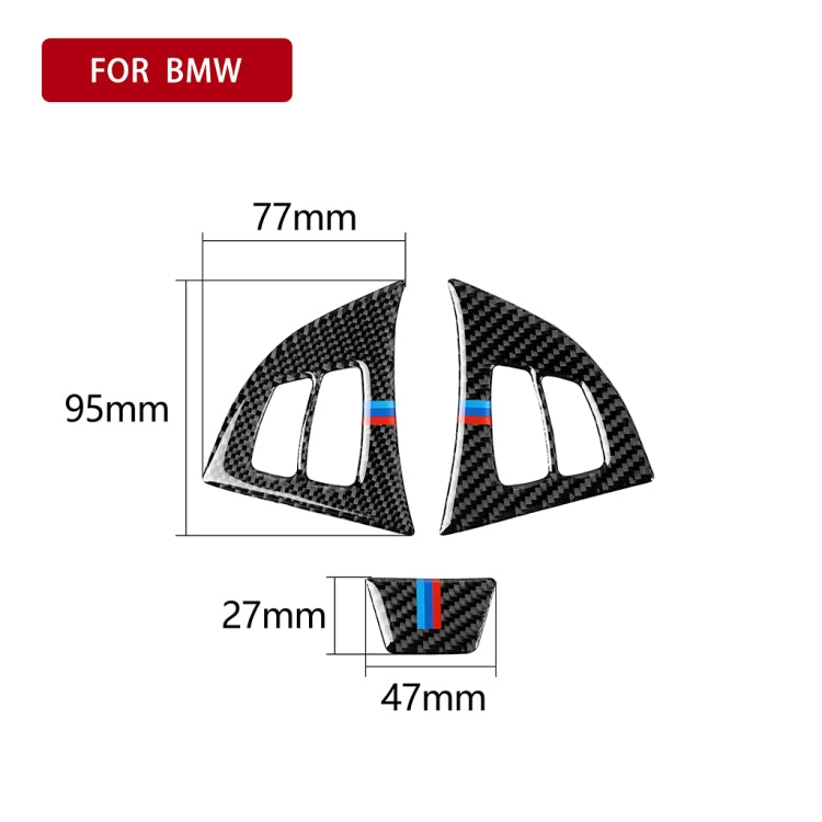 3 in 1 Car Carbon Fiber Tricolor Steering Wheel Button Decorative Sticker for BMW E70 2008-2013 X5, Left and Right Drive Universal - Car Interior Mouldings by PMC Jewellery | Online Shopping South Africa | PMC Jewellery | Buy Now Pay Later Mobicred