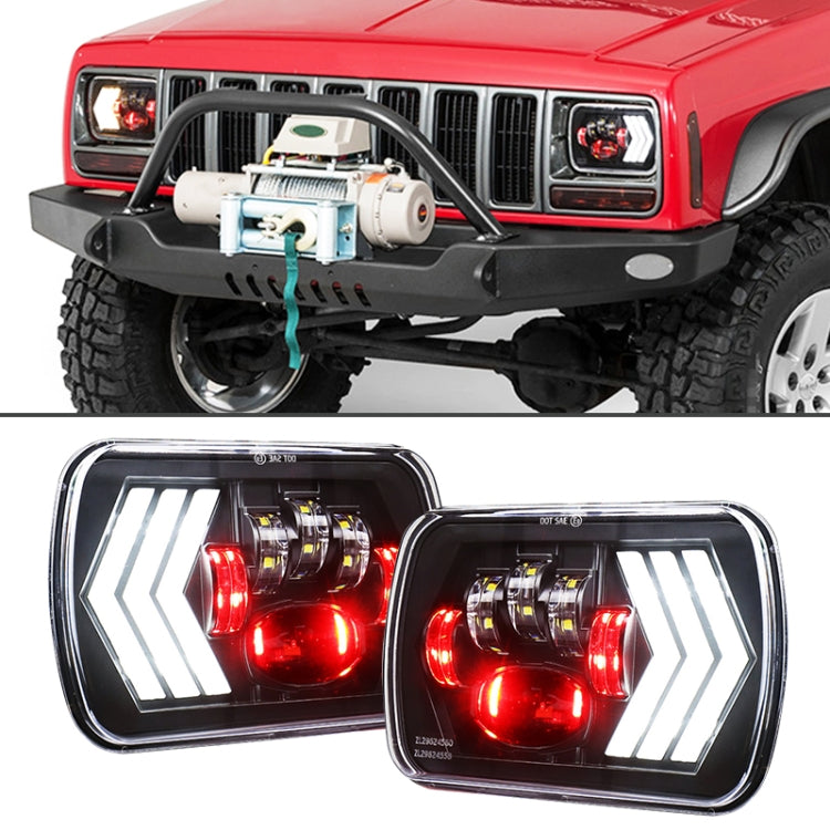 2 PCS 5X7 inch Car Modified Red Background LED Square Headlamp for Jeep Wrangler - Work Lights by PMC Jewellery | Online Shopping South Africa | PMC Jewellery | Buy Now Pay Later Mobicred