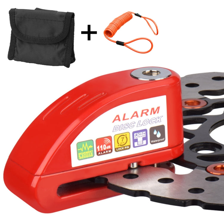 Motorcycles / Bicycle Anti-theft Lock Alarm Disc Brakes Lock with Cable and Bag (Red) - Theft Protection by PMC Jewellery | Online Shopping South Africa | PMC Jewellery | Buy Now Pay Later Mobicred