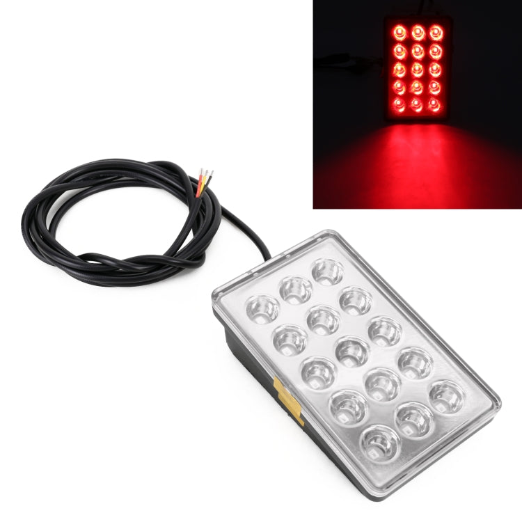 DC12V 1W Car Square Highlight Brake Lights Reversing Light with 15LEDs SMD-3528 (Transparent) - Brake Lights by PMC Jewellery | Online Shopping South Africa | PMC Jewellery | Buy Now Pay Later Mobicred