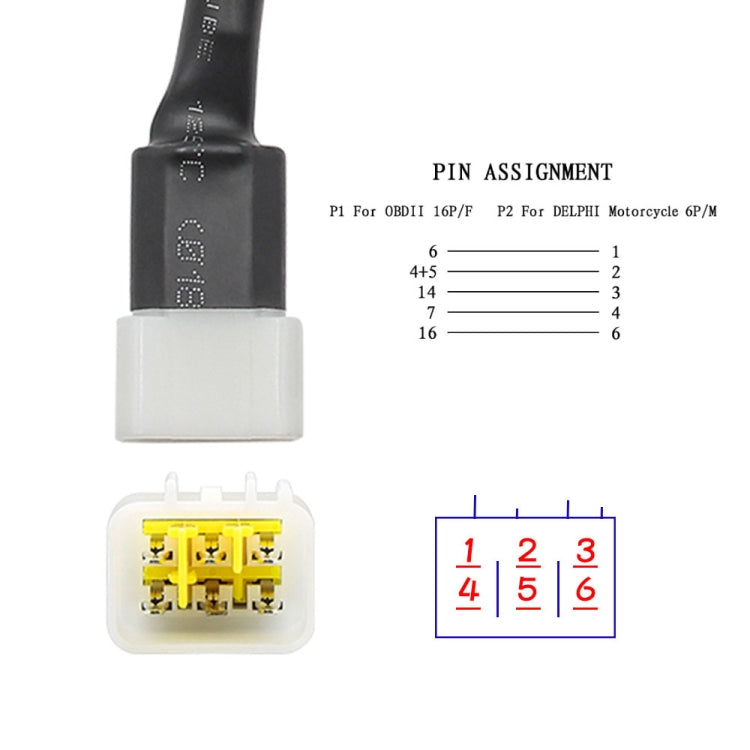 DELPHI Motorcycle OBD Female to 6PIN Connector Cable - Cables & Connectors by PMC TechLife | Online Shopping South Africa | PMC TechLife | Buy Now Pay Later Mobicred